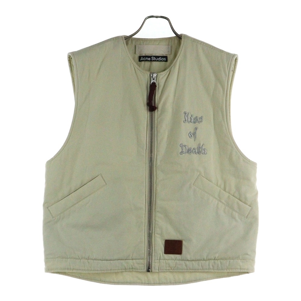 Kiss Of Death Appliqued Vest FA-UX- OUTW000069 C90083- キスオブデス ジップアップベスト ホワイト Bランク