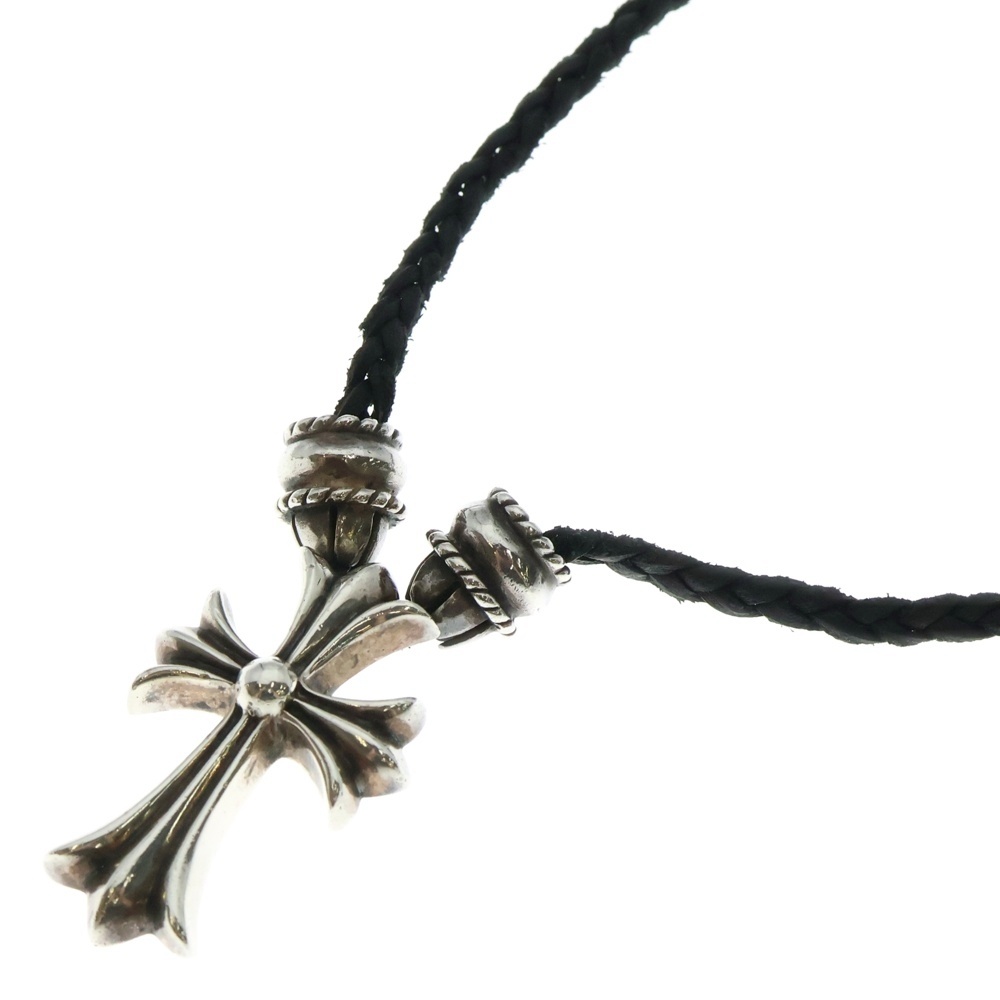 CH CRS SML CL スモールCHクロス クリンプト レザーブレイド ネックレス シルバー/ブラック BCA217 Bランク