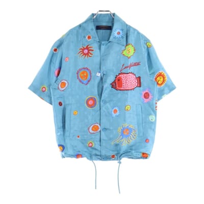 ×YK Monogram Face Shirt RM232H V36 HOS31W ×草間彌生 モノグラムフェイスプリント半袖シャツ ライトブルー Sランク