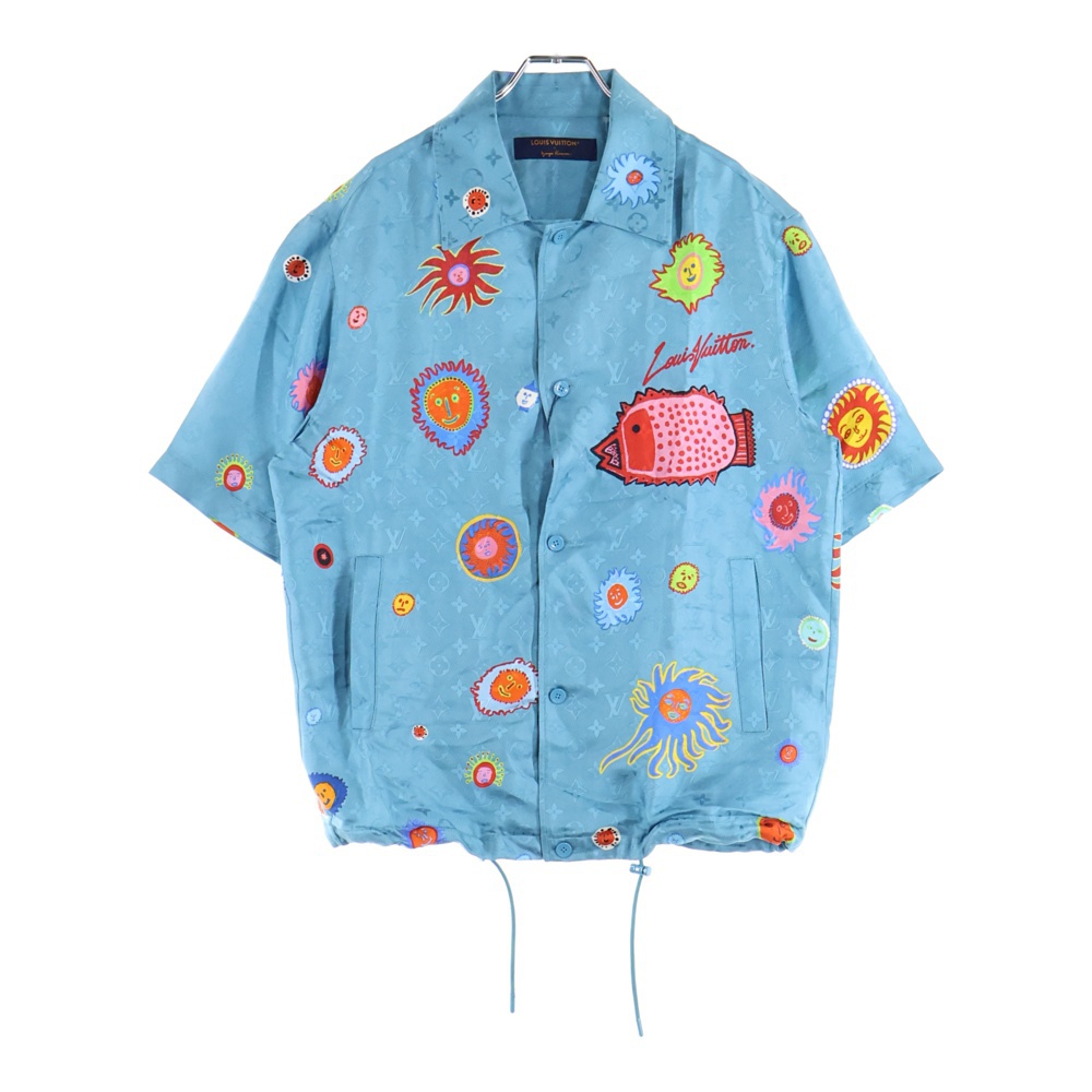 ×YK Monogram Face Shirt RM232H V36 HOS31W ×草間彌生 モノグラムフェイスプリント半袖シャツ ライトブルー Sランク