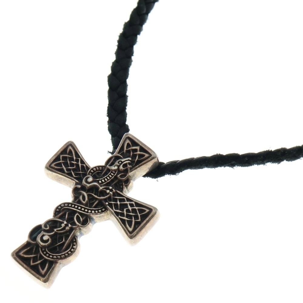 CELTIC CROSS XS ケルティッククロス LEATHER BRAID スクロールレザーブレード シルバー Bランク