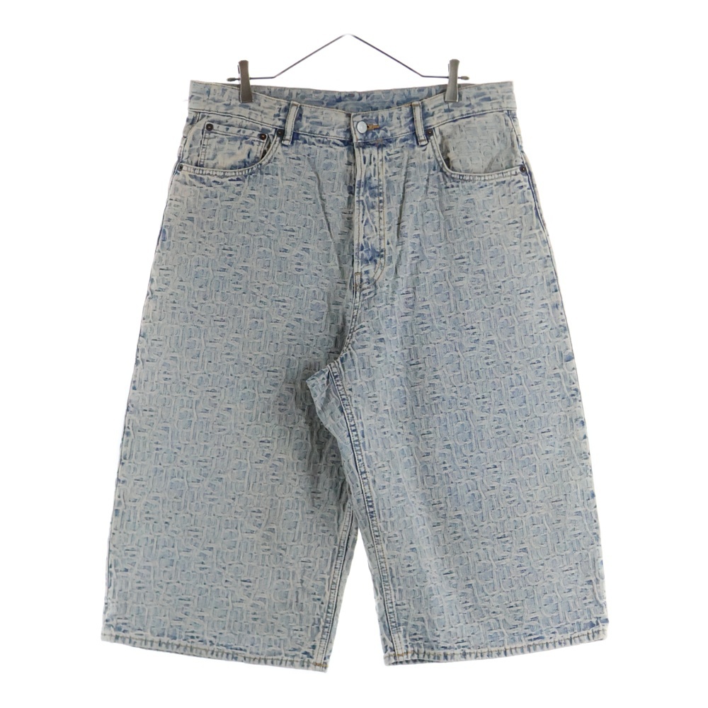 Loose fit Monogram denim shorts ルーズフィットモノグラムデニムショーツ ハーフパンツ インディゴ FN-UX-SHOR000021 Sランク