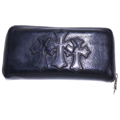 REC F ZIP 3クロス ラウンドジップレザーウォレット 財布 ブラック BCA368 Bランク