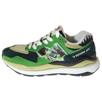 ×A BATHING APE M5740BAE ×アベイシングエイプ ローカットスニーカー US7/25.0グリーン Sランク