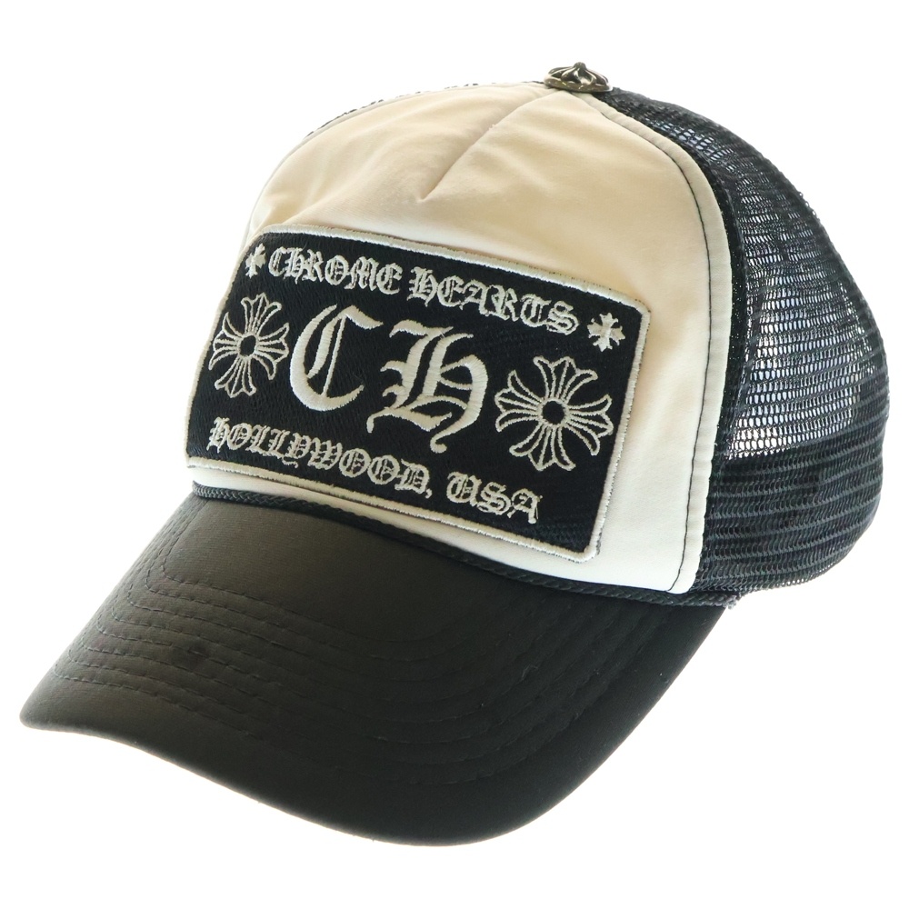 OLD TRUCKER CAP トラッカーキャップ CHパッチクロスボール付メッシュキャップ 帽子 ブラック/ホワイト Cランク