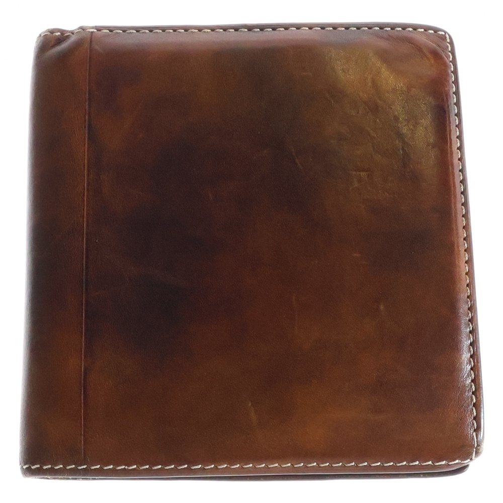 レザー 二つ折り財布 コンパクトウォレット ブラウン Bランク