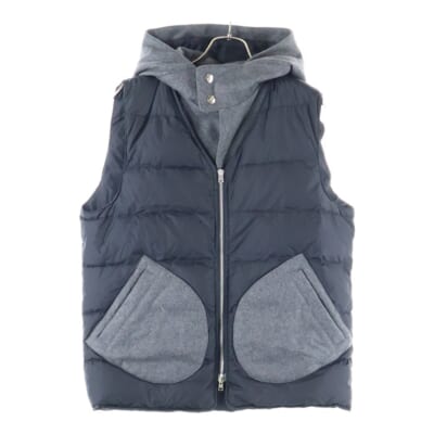 ナイロンドッキング フーデッドダウンジャケット ブラック/グレー Bランク