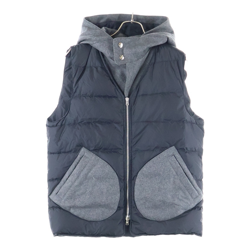 ナイロンドッキング フーデッドダウンジャケット ブラック/グレー Bランク