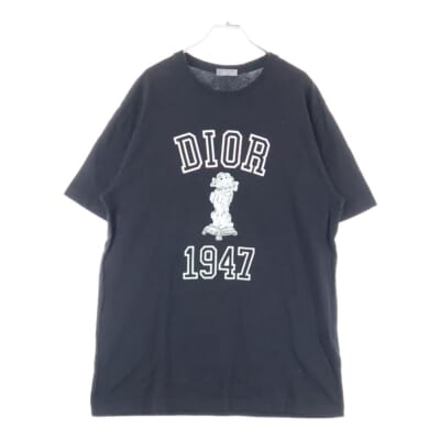 24SS ロゴ刺繍 半袖クルーネックTシャツカットソー ブラック 483J635A0817 Bランク