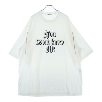 25SS AHZIPTEE You Dont know meGraphic print and zipper on the front オーバーサイズ 再度ファスナーデザイン クルーネック半袖Tシャツ UP2E4811 ホワイト Bランク