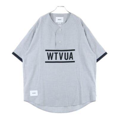 LEAGUE/SS/COTTON.TWILL.WTVUA フロントロゴ ベースボール 半袖シャツ 231TQDT-SHM03 グレー Aランク