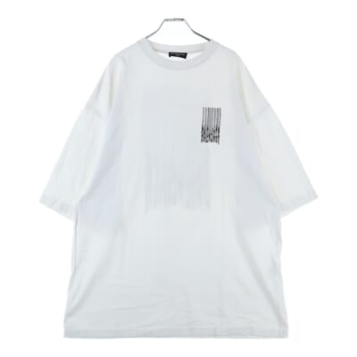 21AW バーコードロゴ クルーネック半袖Tシャツ ホワイト 661715 TKVE5 Bランク