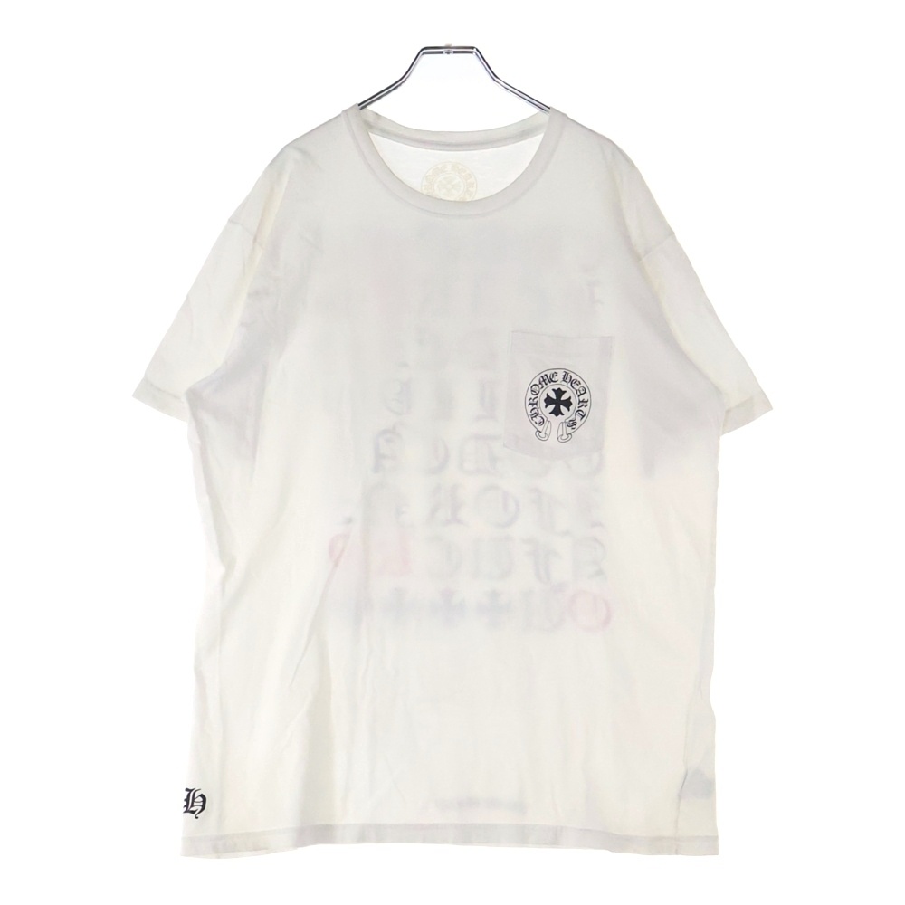 CH T-SHRT バック英字プリントクルーネック半袖Tシャツカットソー ホワイト Bランク