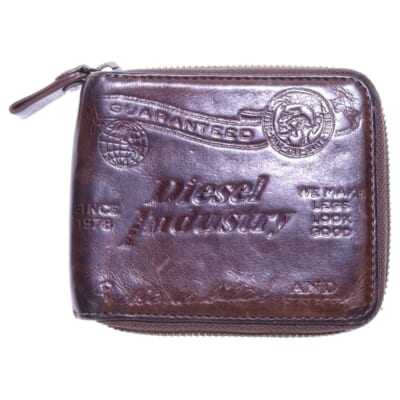 ロゴ刻印 ジップウォレット ブラウン Bランク