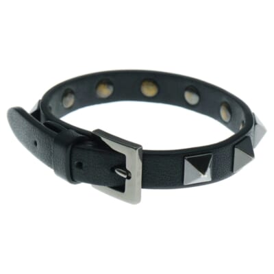 ロックスタッズ レザーブレスレット ブラック Bランク