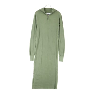 19SS ハーフジップ リブタートルネック ニットワンピース ライトグリーン JPPP751505 Bランク