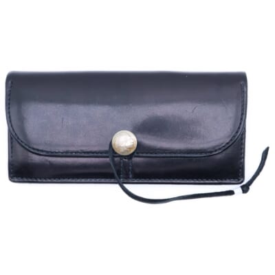 コンチョ付き レザーウォレット 二つ折り長財布 ブラック Bランク