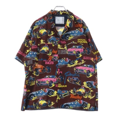 25SS Car Race Tropical Print Shirt 25-03653M アロハシャツ 半袖開襟シャツ ブラウン Bランク
