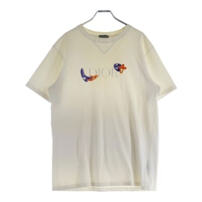 21SS ×Kenny Scharf Oversized Tee ケニーシャーフ ロゴ刺繍 オーバーサイズ クルーネック半袖Tシャツカットソー ホワイト 193J685D0554 Bランク