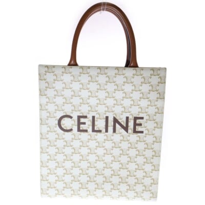 トリオンフ バーティカルカバ スモール 2WAY レザーハンドバッグ ショルダーバッグ ブラウン/ホワイト レディース Bランク