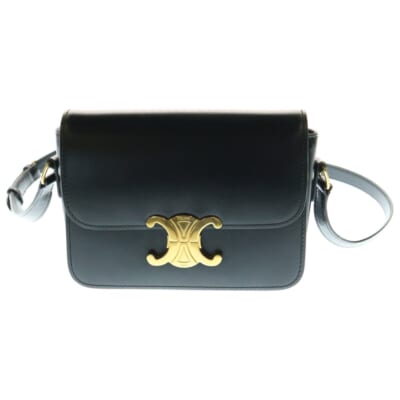 トリオンフ ティーン シャイニーカーフスキン レザーショルダーバッグ ブラック レディース Aランク