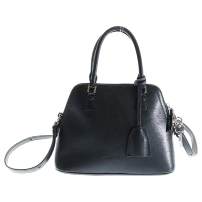 5AC 2WAY ショルダーバッグ ハンドバッグ ブラック レザー×ナイロン Bランク