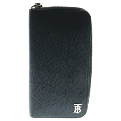 長財布 ロングウォレット カードケース ブラック シルバー金具 レザー Aランク