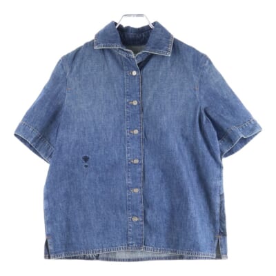 BEE タイガー刺繍プリント 半袖デニムシャツ ブルー 252J26Y3584 Bランク