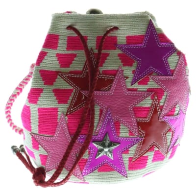 ×Guanabana Bucket Bag ×グアナバナ マイアミ限定 スターパッチ バケットバッグ かごバッグ ピンク Bランク