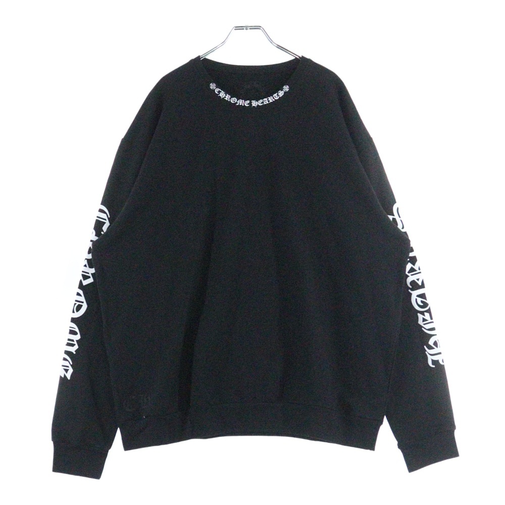 Neck Logo Crewneck Sweatshirt ネックロゴ クルーネックスウェットシャツ トレーナー 袖ロゴプリント ブラック Aランク