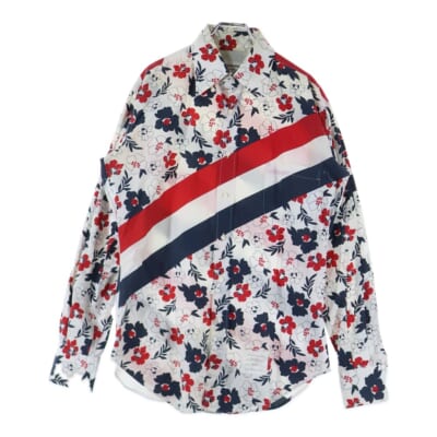 トリコロール 総柄 長袖シャツ ホワイト A0171A40310 Bランク
