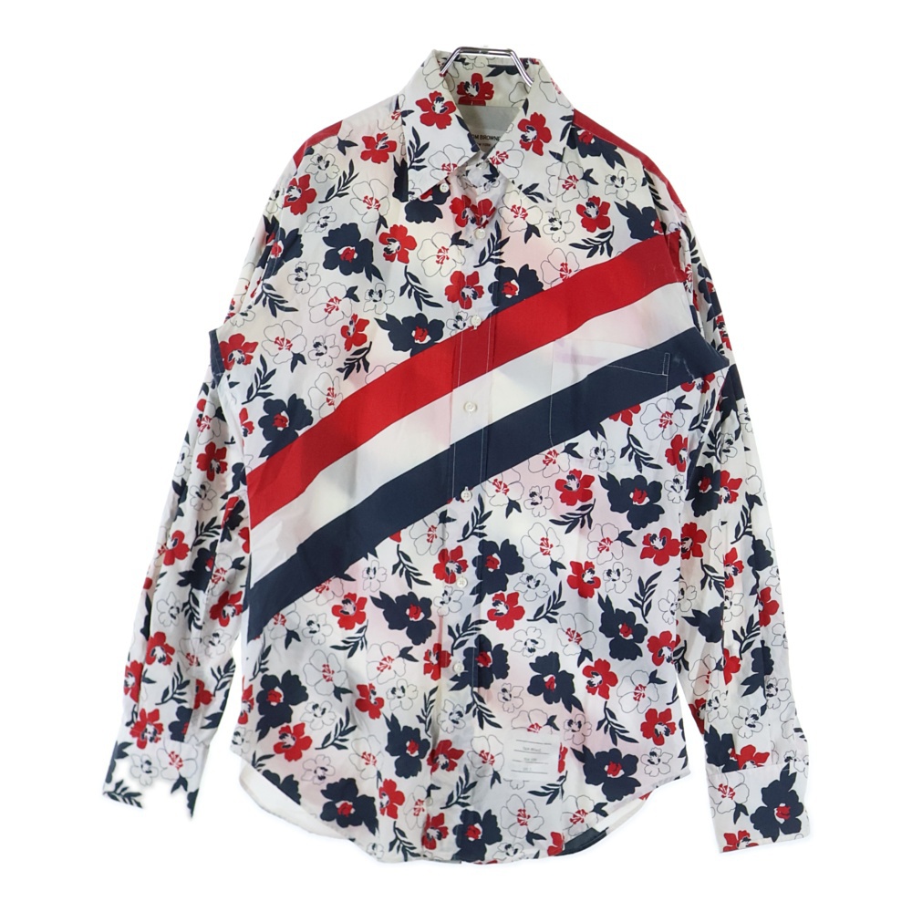 トリコロール 総柄 長袖シャツ ホワイト A0171A40310 Bランク