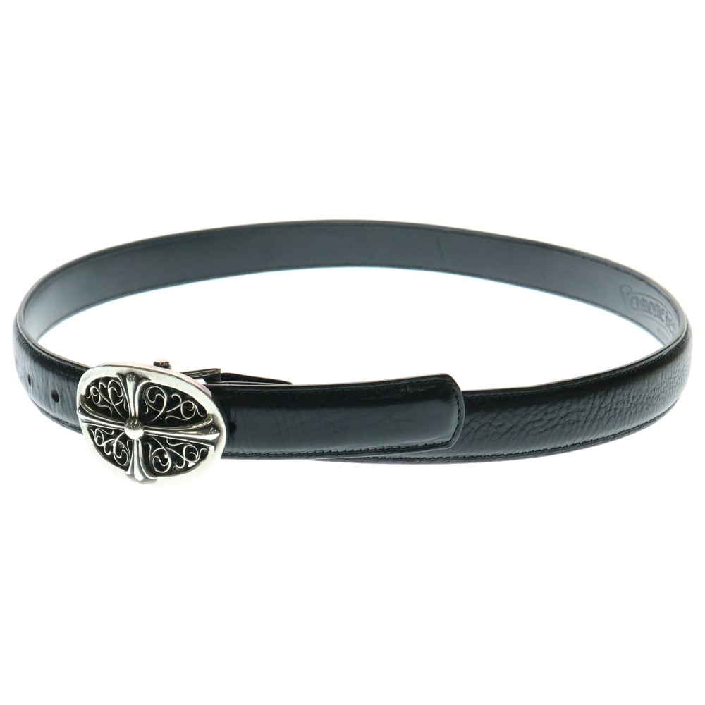 OVAL CROSS STRAP1.0クラシックオーバルクロスバックル レザーベルト シルバー Aランク