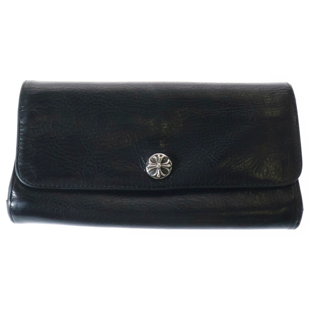 JUDY CROSS BALL ジュディ クロス ボール ボタン レザーウォレット 長財布 ブラック BCA366 Bランク