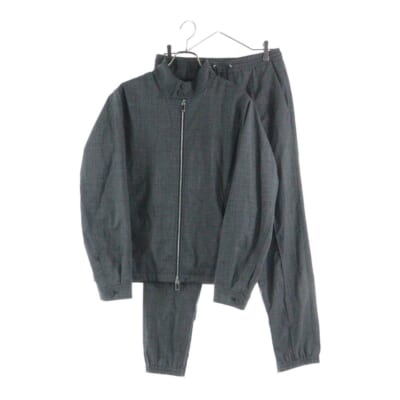 21SS セットアップ CD ICON ロゴプレート ウール ジップアップ ブルゾン 1タック イージー スラックスパンツ トラウザーズ グレー 113C440A4994 Aランク