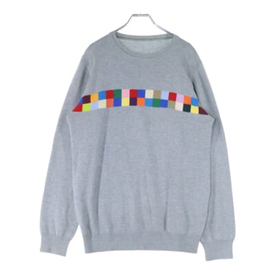 19SS COLOR CHART CREW NECK KNIT カラーチャート クルーネック ニット カーディガン グレー UE-190077 Bランク