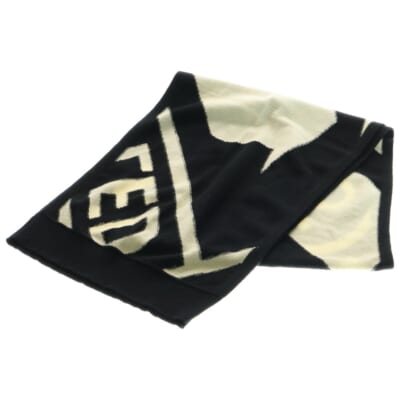 19AW カシミヤ 総柄 マフラー ストール ブラック/ホワイト S50TE0053 Bランク