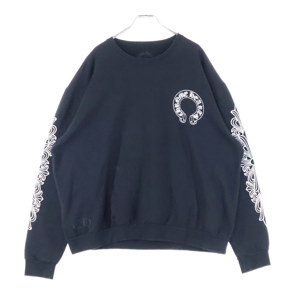 Horseshoe L/S Sweatshirt ホースシュープリント 袖フローラル スウェットトレーナー ブラック Bランク