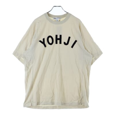YOHJI LETTERS SHORT SLEEVE TEE ヨージ レター ショート スリーブ クルーネック カットソー 半袖Tシャツ ベージュ FJ0328 Bランク