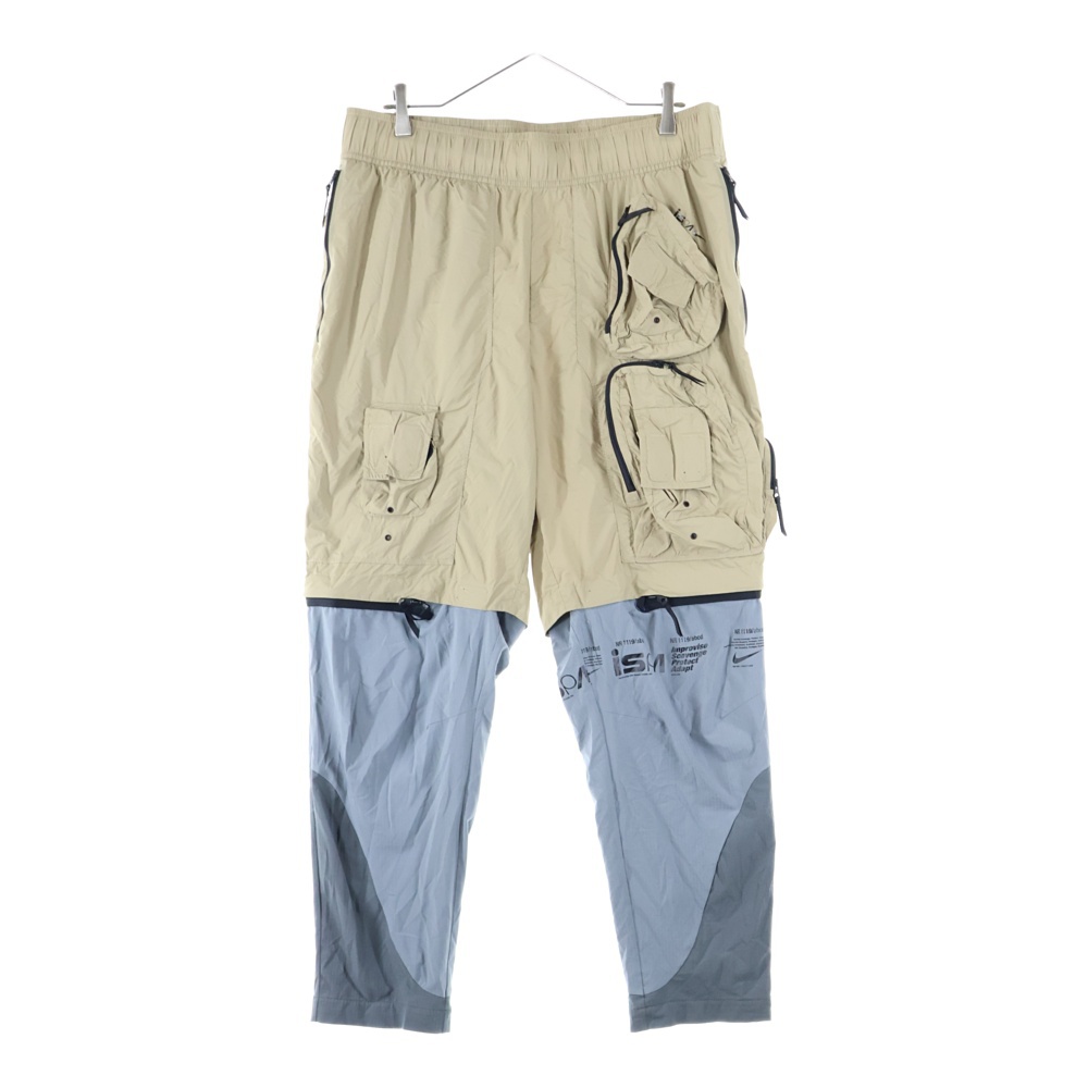 NRG ISPA PANTS マルチポケット 切り替え ドローストリング ナイロンパンツ グレー/ベージュ DD3796-247 Bランク