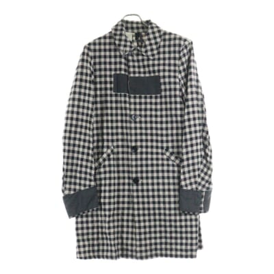 5B バックスリット 素材切り替え ギンガムチェック コート ブラック/ホワイト 111-C001 Bランク