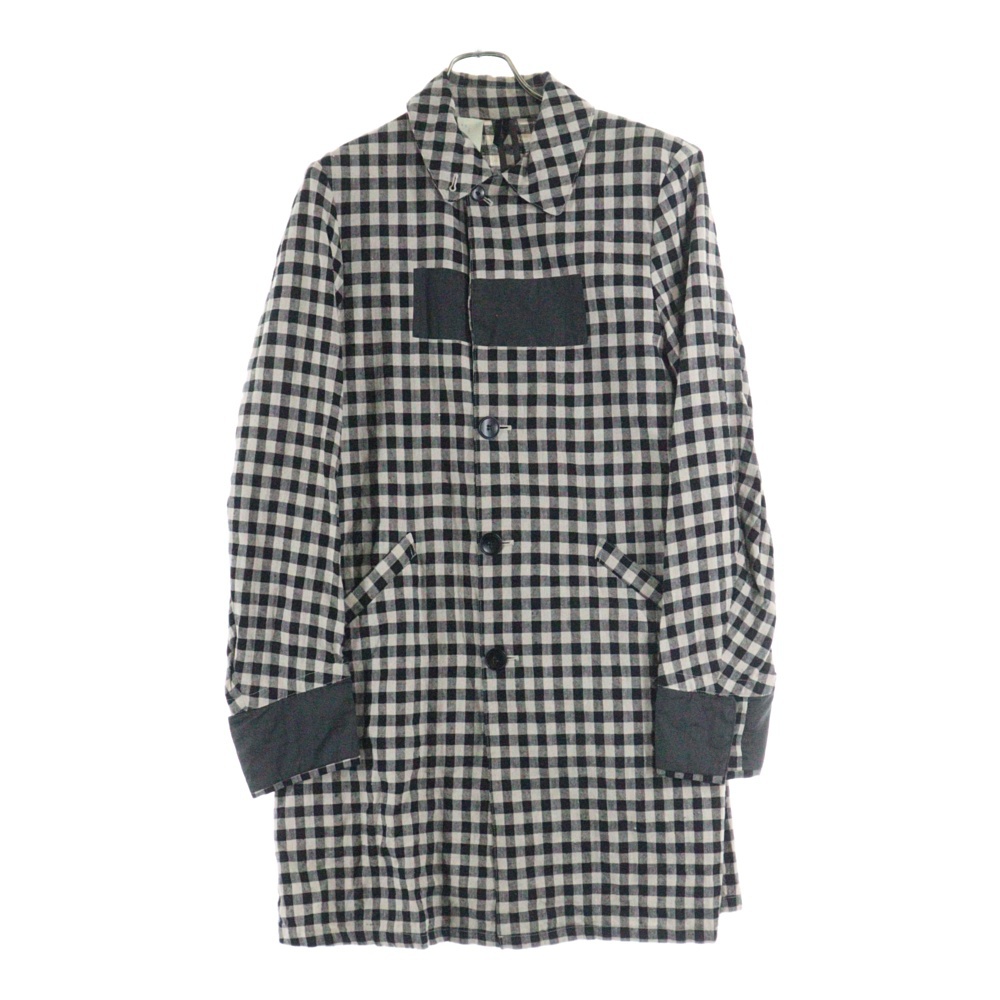 5B バックスリット 素材切り替え ギンガムチェック コート ブラック/ホワイト 111-C001 Bランク