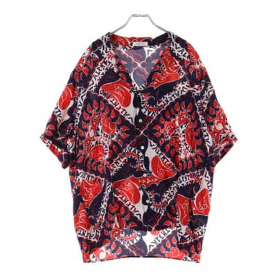 ARCHIVE MANIFESTO BANDANA PRINT SILK SHIRT アーカイブ マニフェスト バンダナプリント シルク半袖シャツ レッド/ネイビー/ホワイト 1V3AAA908KW Bランク