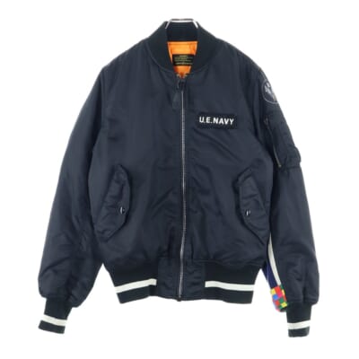 ×ALPHA アルファ カラーチャートスリーブ マルチポケット MA-1 ボンバージャケット ブラック UE-101094 Bランク