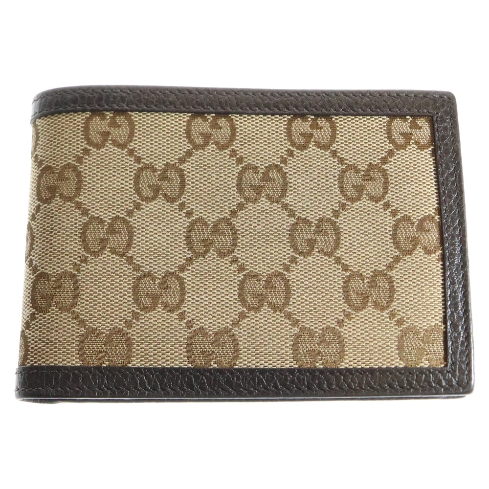 GGキャンバス コンパクト ウォレット 二つ折り財布 ブラウン 292534 Bランク