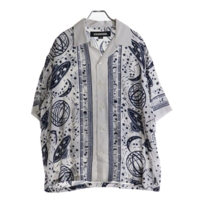 24SS COSMICK HAWAIIAN SHIRT S/S 宇宙モチーフ オープンカラー 半袖シャツ ホワイト 241TSHN-SHM06 Sランク