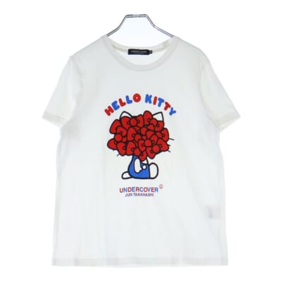 ×HELLO KITTY ハロー キティ フロントプリント クルーネック半袖Tシャツ カットソー ホワイト Bランク