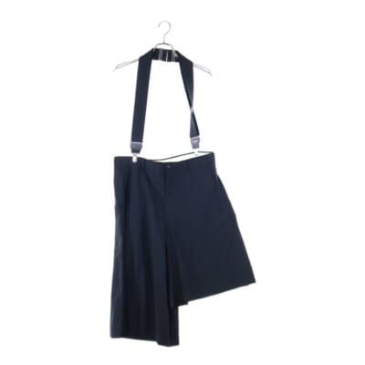 21SS AD2020 アシンメトリー サスペンダー ショート ウールパンツ ブラック PG-P052 Bランク