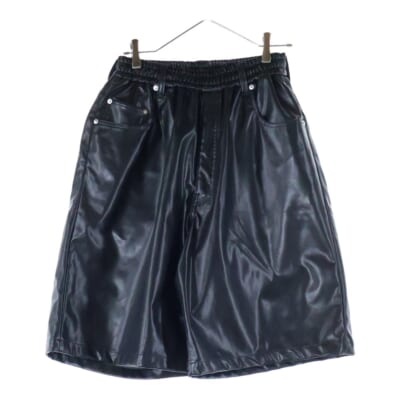 24AW FAUX LEATHER 5 POCKET WIDE EASY SHORTS フェイクレザー 5ポケット ワイド イージー ショーツ ハーフパンツ ブラック Bランク