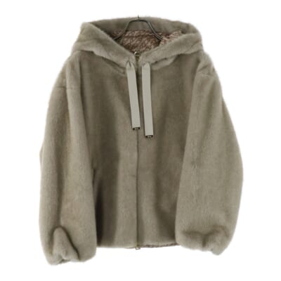 NEW TECHNO タフタ フーデッドブルゾン ジャケット ベージュ レディース GC000395D Aランク